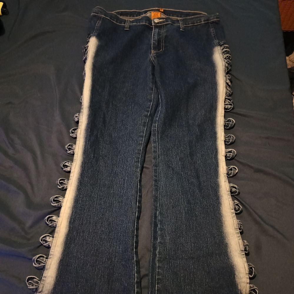 Women's Blue Jeans with Unique Trim